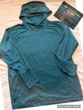 tek gear Teal Hooded Long Sleeve Top
